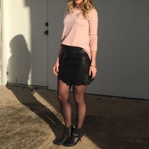 BCBG faux Leather black mini skirt